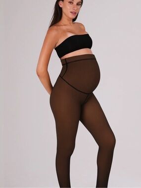 Noosh toast Maternity fleece lined Tights in Tan/Black S/M
